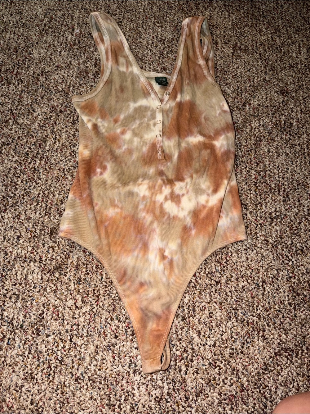 wild fable Tan and Cream Tie-Dye Ribbed One-Piece